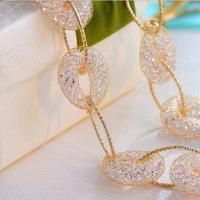 Zinc Alloy Cubic Zirconia Necklace, plated, fashion jewelry & for woman & with cubic zirconia, golden 