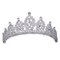 Bridal Tiaras, Zinc Alloy, with Crystal, silver color plated, for woman & with rhinestone, white 