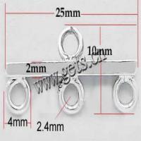 Messing Anhänger Verbinder, plattiert, 1/3-Schleife, keine, 25x10x0.8mm, Bohrung:ca. 2.4mm, verkauft von PC