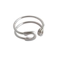 Plata de ley 925 Anillo de dedo Cuff, chapado en platina real, Joyería & para mujer, 16.1mm, Vendido por UD