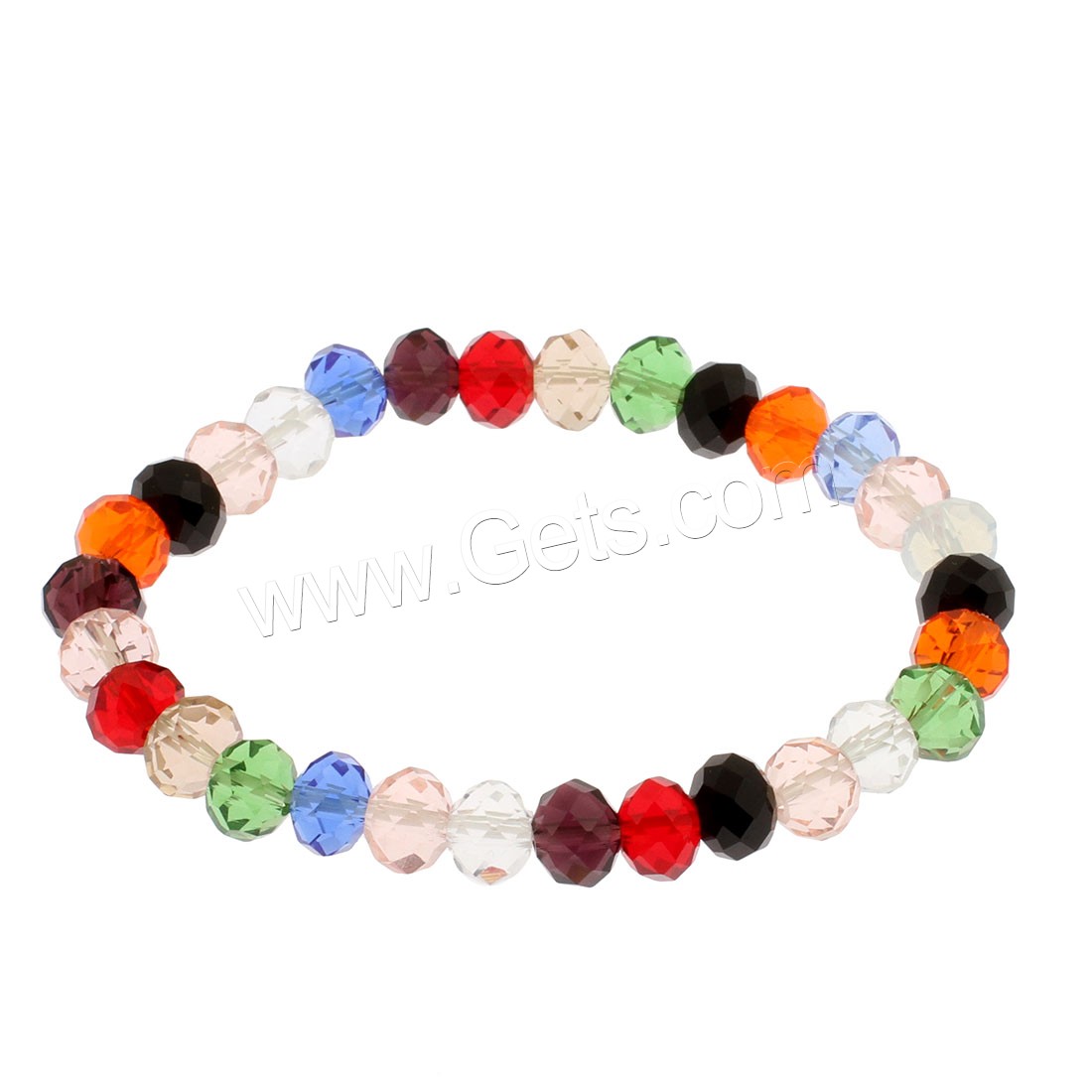 Pulseras de Cristal, elástico & diverso tamaño para la opción & para mujer & facetas, más colores para la opción, longitud:aproximado 6.9-7.5 Inch, 5Strandsfilamento/Bolsa, Vendido por Bolsa