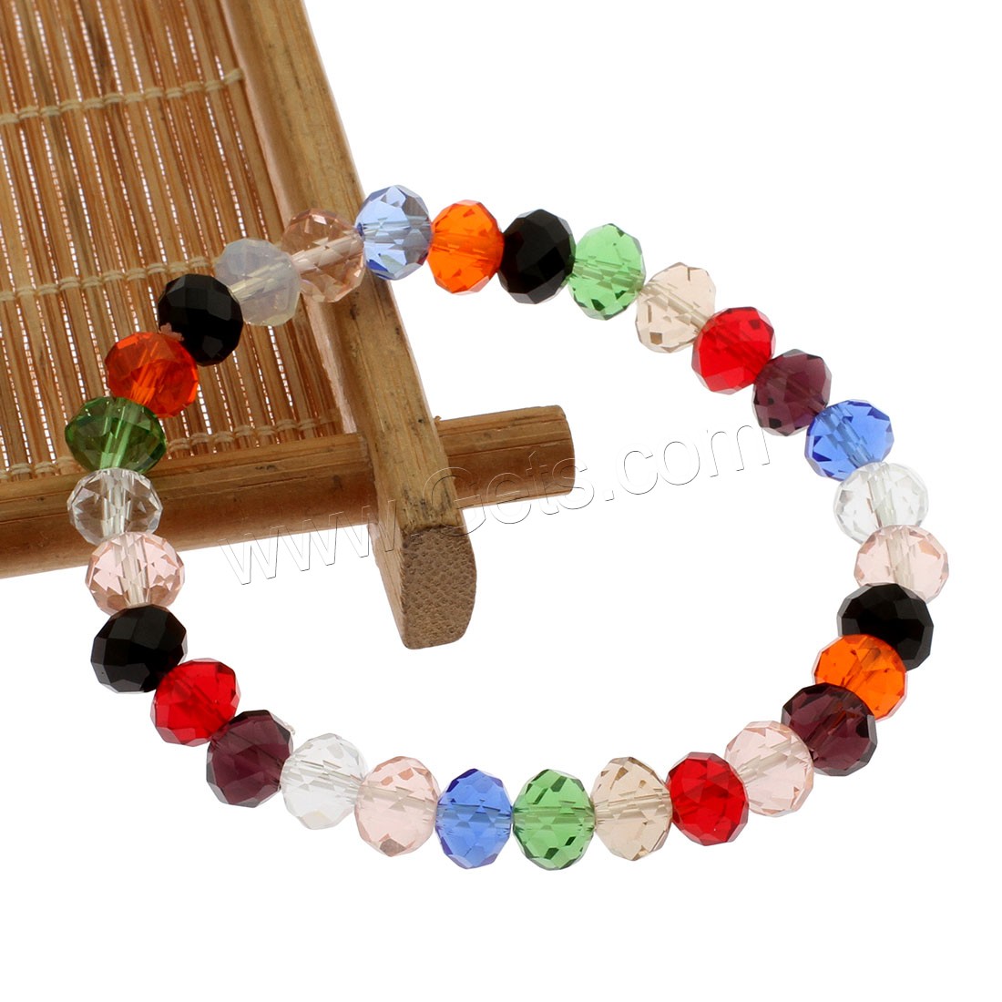 Pulseras de Cristal, elástico & diverso tamaño para la opción & para mujer & facetas, más colores para la opción, longitud:aproximado 6.9-7.5 Inch, 5Strandsfilamento/Bolsa, Vendido por Bolsa