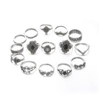 Zink-Legierung Ring Set, Zinklegierung, Fingerring, antik silberfarben plattiert, 15 Stück & Modeschmuck & für Frau & Emaille, verkauft von setzen