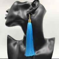 Zinc Alloy Tassel Earring, with Polyester, zinc alloy earring hook, folk style & for woman 