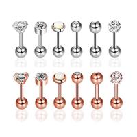 Edelstahl Ohrpiercing, mit kubischer Zirkonia, unisex, keine, 1.2x6/3, verkauft von PC