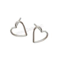 Sterling Silver Stud Earring, Argent sterling 925, argent pur puce boucle d'oreille, coeur, Plaqué de platine, bijoux de mode & pour femme & creux Vendu par paire