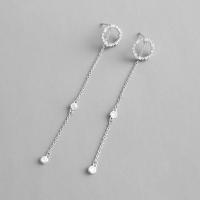 925 Sterling Silver Split Earring, sterling silver post pin, platinum plated, fashion jewelry & micro pave cubic zirconia & for woman & hollow 