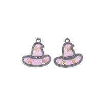 Zinklegierung Hut Anhänger, Pistole schwarz plattiert, Mini & Niedlich & Modeschmuck & DIY & Emaille, Rosa, 20x19x2mm, Bohrung:ca. 2mm, 200PCs/Tasche, verkauft von Tasche