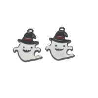 Zinc Alloy Enamel Pendants, Ghost, gun black plated, Mini & cute & DIY, white Approx 2mm 