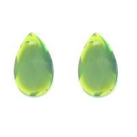 Glass Pendants, Teardrop, DIY & faceted, light green Approx 1mm 