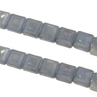 Vernickelt Glasperlen, Glas, Quadrat, facettierte, grau, 13x13x8mm, Bohrung:ca. 1mm, 50PCs/Strang, verkauft von Strang