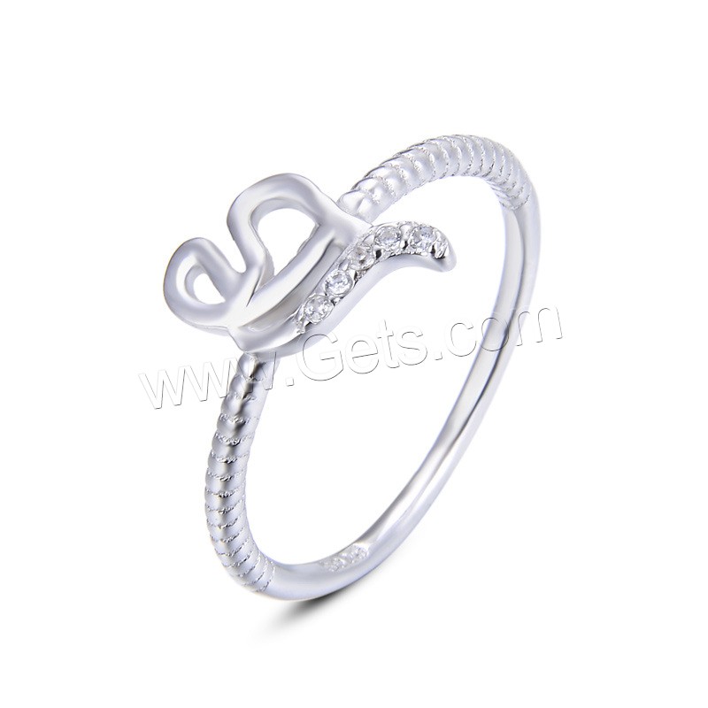 Befestigter Zirkonia Sterlingsilber Fingerring, 925er Sterling Silber, platiniert, verschiedene Größen vorhanden & Micro pave Zirkonia & für Frau, metallische Farbe plattiert, verkauft von PC