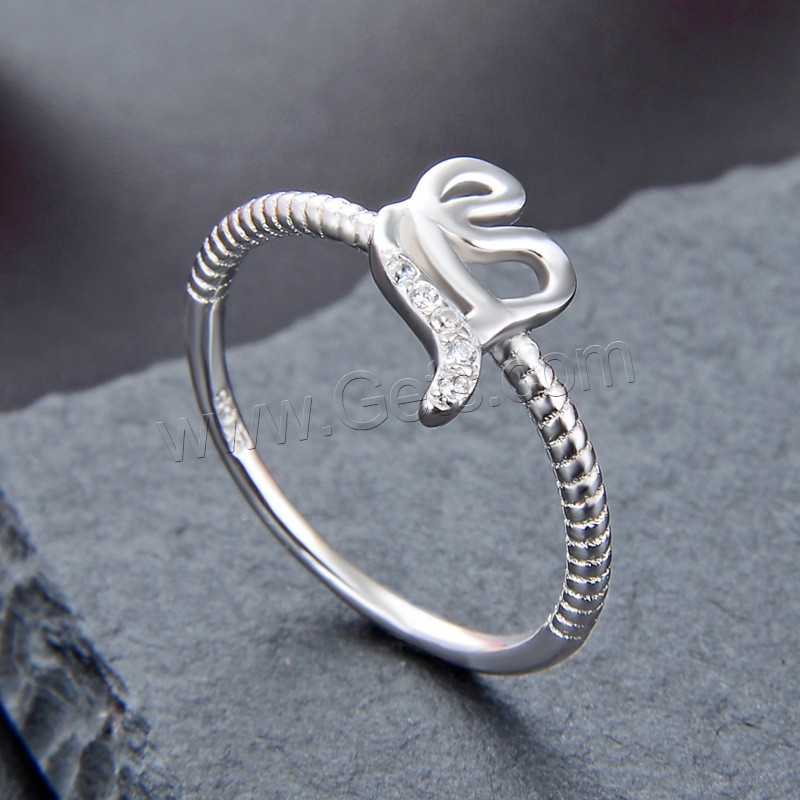 Befestigter Zirkonia Sterlingsilber Fingerring, 925er Sterling Silber, platiniert, verschiedene Größen vorhanden & Micro pave Zirkonia & für Frau, metallische Farbe plattiert, verkauft von PC