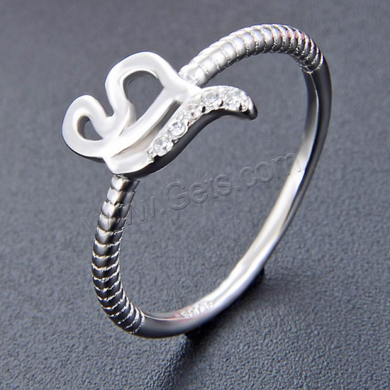 Befestigter Zirkonia Sterlingsilber Fingerring, 925er Sterling Silber, platiniert, verschiedene Größen vorhanden & Micro pave Zirkonia & für Frau, metallische Farbe plattiert, verkauft von PC