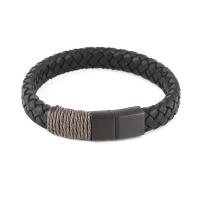 Edelstahl Armband, mit Kunstleder, Modeschmuck & unisex & verschiedene Größen vorhanden, schwarz, 22cm   20.5cm  18.5cm, verkauft von PC