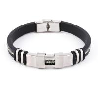 acero inoxidable Pulsera, con silicona, Joyería & unisexo & diverso tamaño para la opción, Negro, 18.5cm  20.5cm  22cm, Vendido por UD