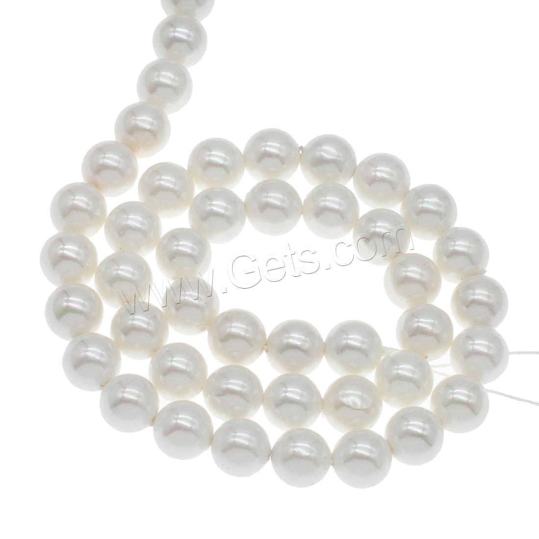 Peties perles de la mer du sud, coquille de mer du sud, Rond, normes différentes pour le choix, blanc, Trou:Environ 1mm, Longueur:Environ 14.9 pouce, Vendu par brin