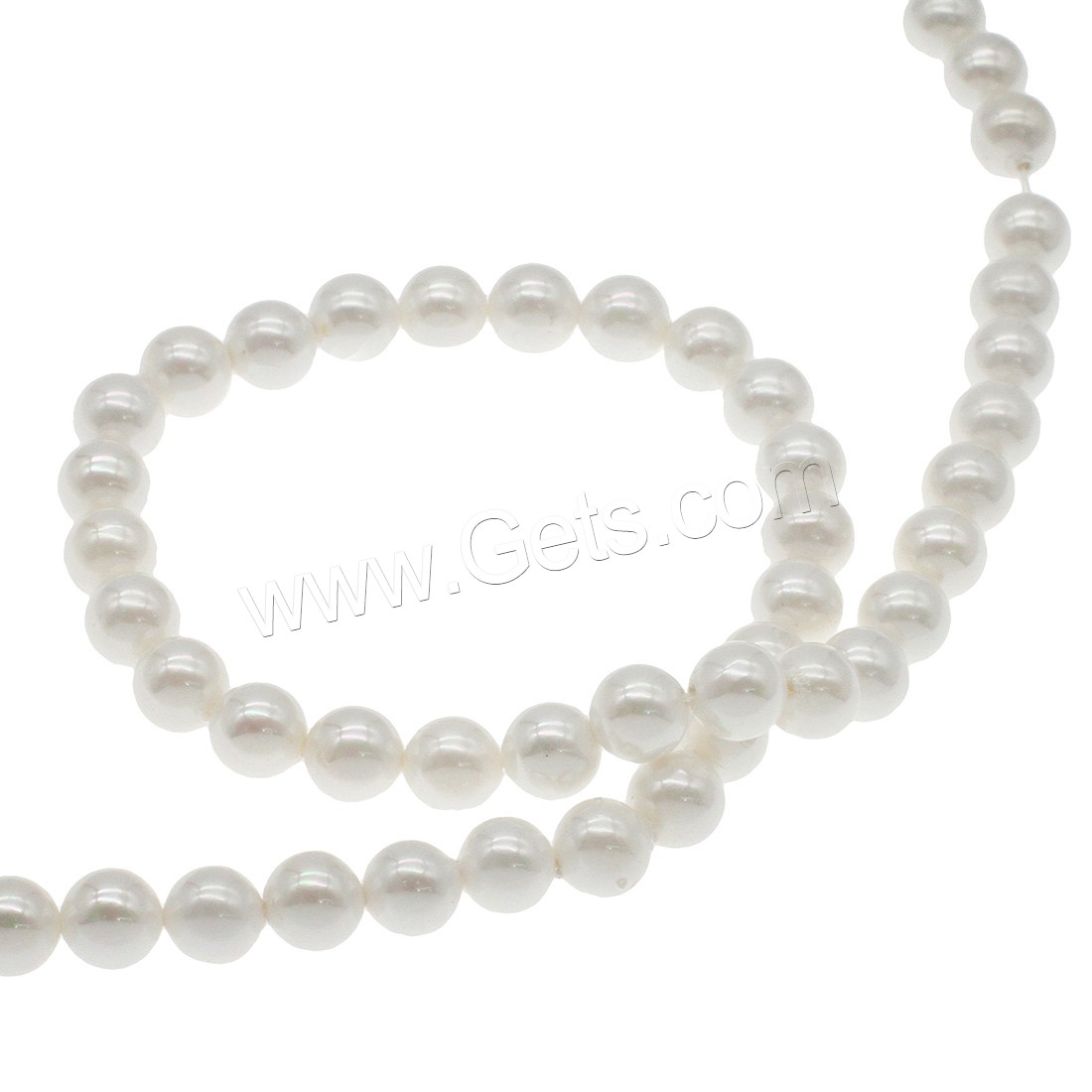 Peties perles de la mer du sud, coquille de mer du sud, Rond, normes différentes pour le choix, blanc, Trou:Environ 1mm, Longueur:Environ 14.9 pouce, Vendu par brin