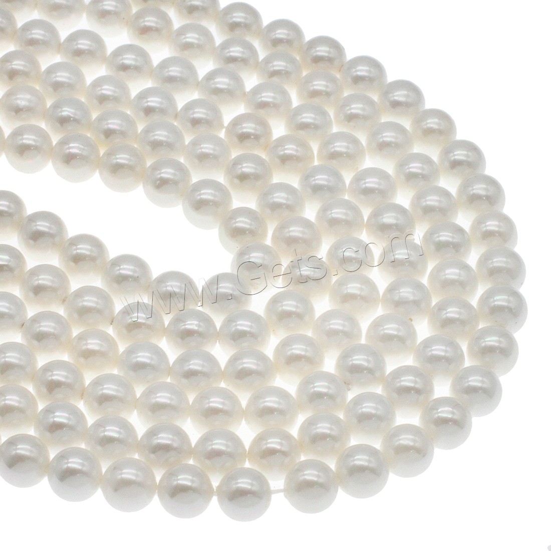 Peties perles de la mer du sud, coquille de mer du sud, Rond, normes différentes pour le choix, blanc, Trou:Environ 1mm, Longueur:Environ 14.9 pouce, Vendu par brin