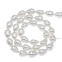 Abalorios de Nácar de Mar de Sur, Nácar de mar del sur, Gota, Bricolaje, Blanco, 13*18mm, agujero:aproximado 1mm, longitud:aproximado 14.9 Inch, aproximado 21PCs/Sarta, Vendido por Sarta