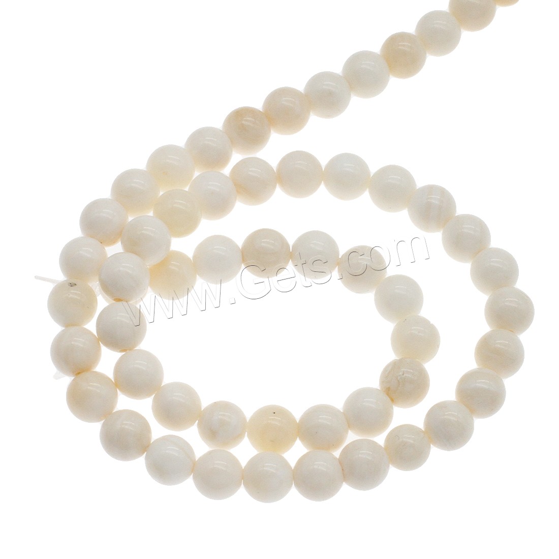 Trochus Beads, Round, different size for choice, white, Hole:Approx 1mm, Length:Approx 14.9 Inch, Sold By Strand