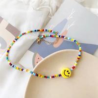 Seedbead Necklace, Smiling Face, cute & fashion jewelry & Bohemian style & for woman, multi-colored Approx 16.1 Inch 