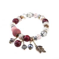 Moda pulseras de la aleación de Zinc, con Piedra natural & Cristal & Perlas plásticas, Joyería & para mujer, más colores para la opción, 6cm, Vendido por UD