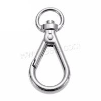 Fermoir porte clé en alliage de zinc, durable & bijoux de mode & DIY, argent, 12.2mmx32mm, Vendu par PC