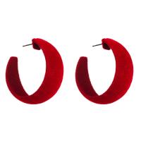 Velveteen Hoop Earring, with Zinc Alloy, fashion jewelry & for woman 