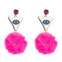 Zinc Alloy Drop Earring, with Plush & enamel, fashion jewelry & for woman nickel, lead & cadmium free 