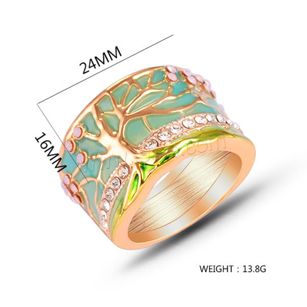 ラインス トーン亜鉛合金指のリング, 亜鉛合金, ゴールドメッキ, 異なるサイズの選択 & 女性用 & エポキシステッカー & ライン石のある, 24*16mm, 売り手 パソコン