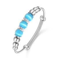 99% Brazalete, con Ojo de gato, chapado en color de plata, ajustable & para mujer, más colores para la opción, 10mm, 2.2mm, diámetro interior:aproximado 60mm, Vendido por UD