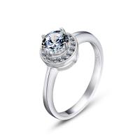 Cubic Zirconia anillo de dedo de plata esterlina, Plata de ley 925, chapado en platina real, diverso tamaño para la opción & para mujer & con circonia cúbica, 6.3mm, tamaño:5.5-10, Vendido por UD