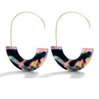 Fashion Create Jewelry Earring, Acetate, Letter U, random style & for woman, mixed colors 