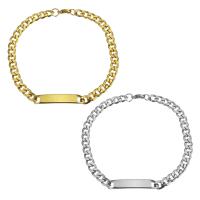 ステンレス スチール ブレスレット, メッキ, ファッションジュエリー & ユニセックス & 縁石チェーン, 無色 5.5mm, 長さ:約 8.5 インチ, 売り手 ストランド