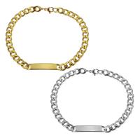 ステンレス スチール ブレスレット, メッキ, ファッションジュエリー & ユニセックス & 縁石チェーン, 無色 6.5mm, 長さ:約 8.5 インチ, 売り手 ストランド