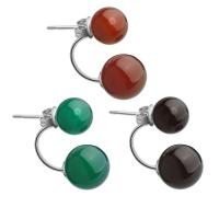 Cupronickel Split Earring, with Agate, brass post pin, fashion jewelry & for woman 