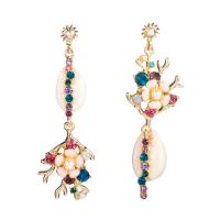 Asymmetric Earrings, Zinc Alloy, with enamel, plated, fashion jewelry & for woman & with rhinestone, nickel, lead & cadmium free 