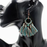 Fashion Tassel Earring, Zinc Alloy, with Cotton Thread, plated, fashion jewelry & for woman nickel, lead & cadmium free 