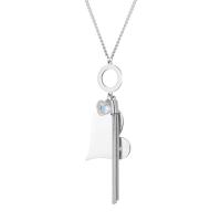 Collier en acier inoxydable Pull, avec cristal, avec 6cm chaînes de rallonge, chaîne de torsion ovale & pour femme & avec strass, couleur originale, 25*74mm Environ 27.5 pouce, Vendu par brin