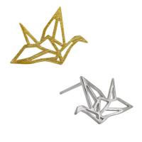 Sterling Silver Stud Earring, Argent sterling 925, argent pur puce boucle d'oreille, Mille grues en Origami, Placage, bijoux de mode & pour femme & creux, plus de couleurs à choisir Vendu par paire