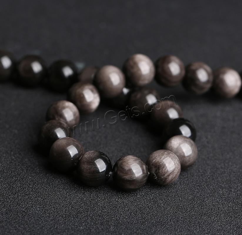 Black Obsidian Beads, Silver Obsidian, Round, polished, DIY & different size for choice, silver color, Length:Approx 15 Inch, Sold By Strand