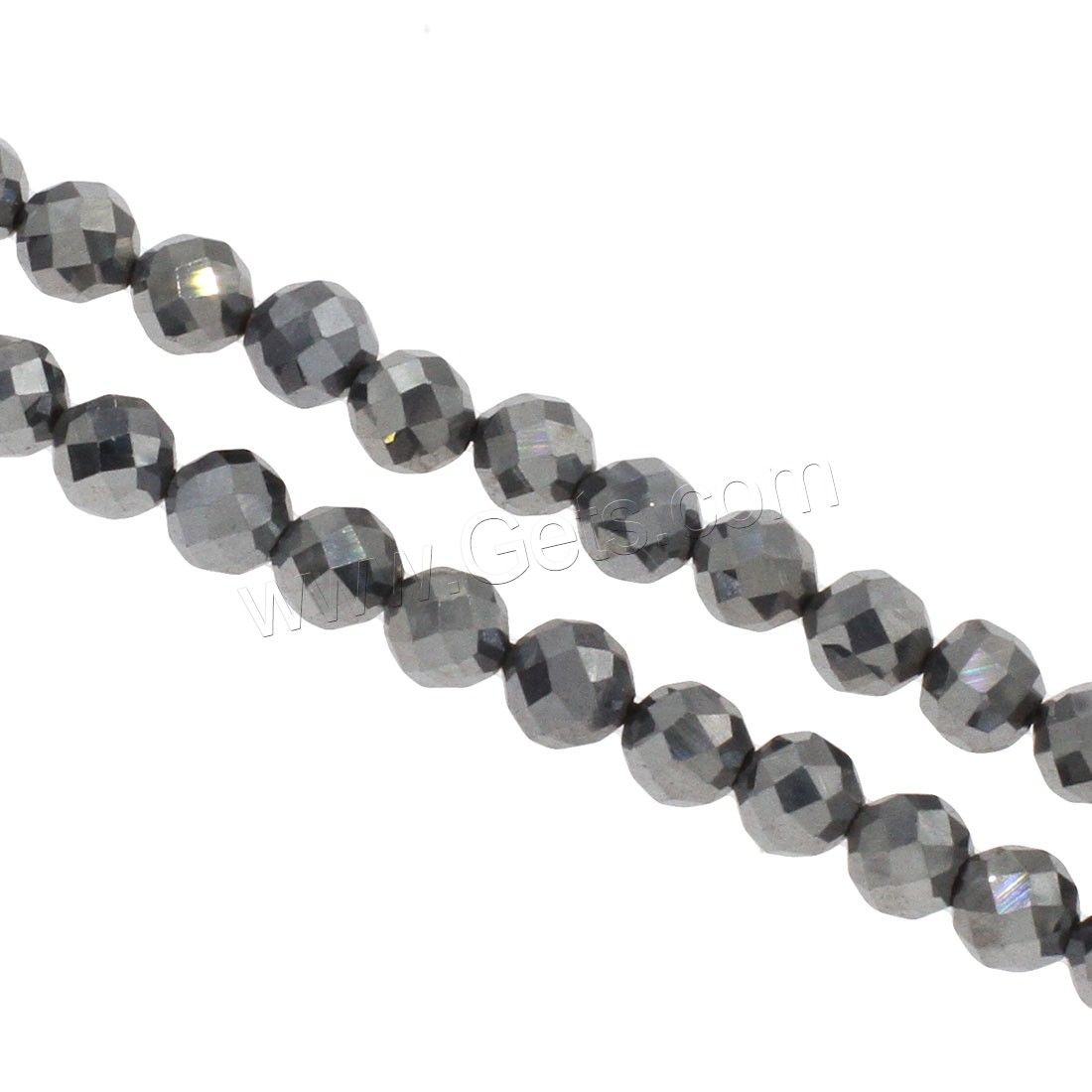 Terahertz Stone Beads, Round, different size for choice & faceted, silver color, Hole:Approx 1mm, Length:Approx 14.9 Inch, Sold By Strand