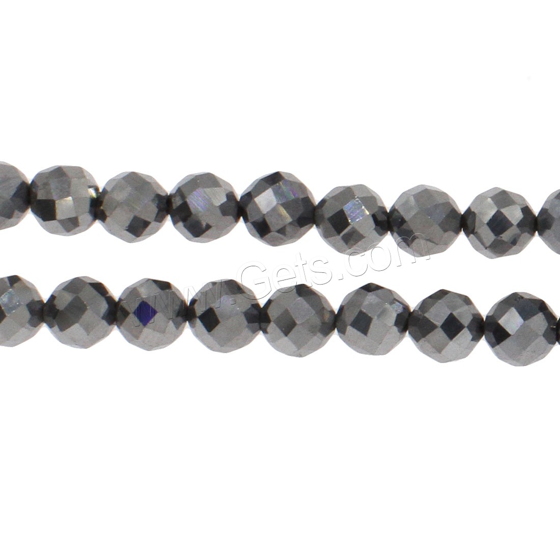 Terahertz Stone Beads, Round, different size for choice & faceted, silver color, Hole:Approx 1mm, Length:Approx 14.9 Inch, Sold By Strand