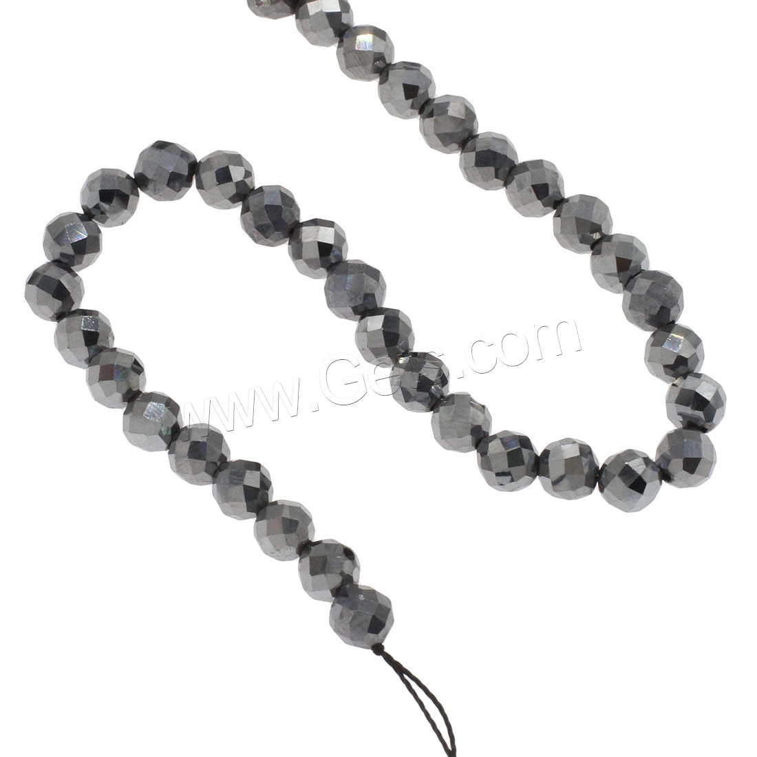 Terahertz Stone Beads, Round, different size for choice & faceted, silver color, Hole:Approx 1mm, Length:Approx 14.9 Inch, Sold By Strand