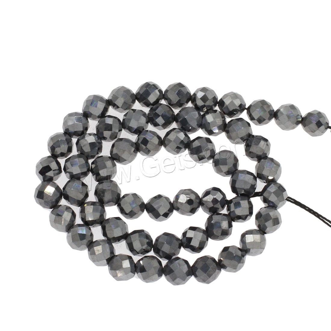 Terahertz Stone Beads, Round, different size for choice & faceted, silver color, Hole:Approx 1mm, Length:Approx 14.9 Inch, Sold By Strand