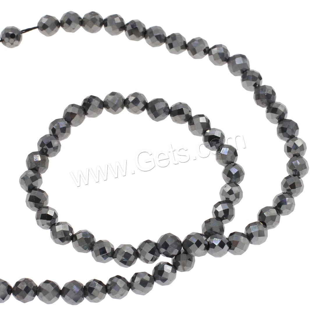 Terahertz Stone Beads, Round, different size for choice & faceted, silver color, Hole:Approx 1mm, Length:Approx 14.9 Inch, Sold By Strand