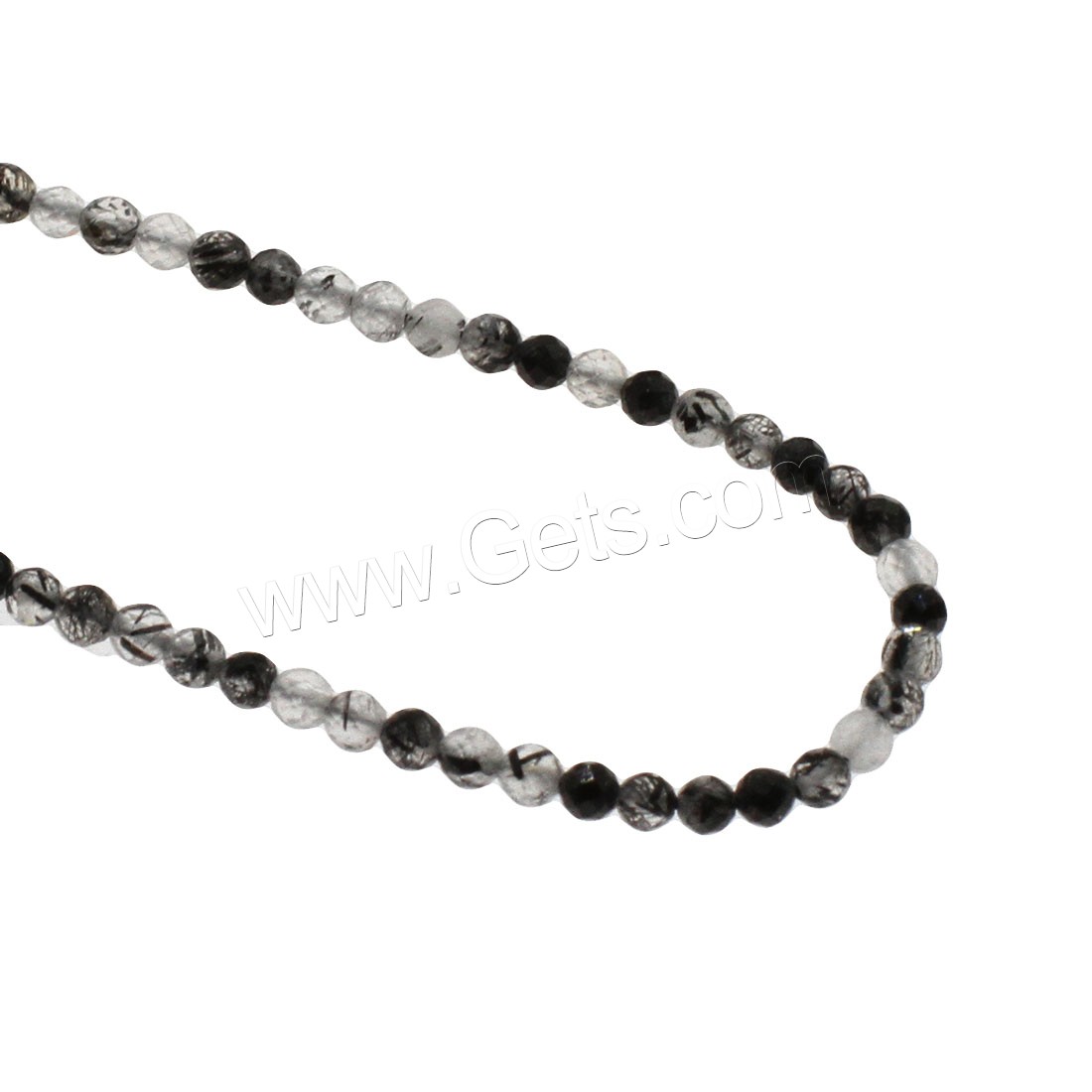 Quartz rutile noir goutte, Rond, normes différentes pour le choix & facettes, Trou:Environ 1mm, Longueur:Environ 14.9 pouce, Vendu par brin