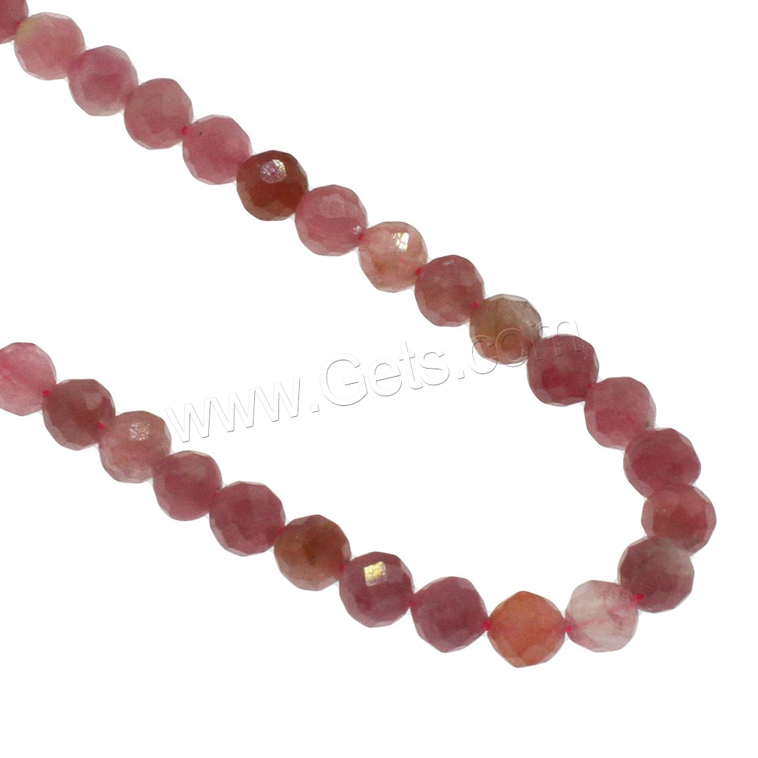 Rubellite Beads, Round, different size for choice & faceted, light red, Hole:Approx 1mm, Length:Approx 14.9 Inch, Sold By Strand