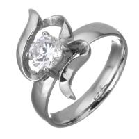 Cubic Zirconia Stainless Steel Finger Ring & for woman & with cubic zirconia, original color, 12.5mm 